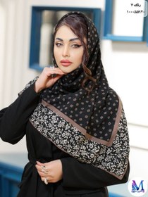 تصویر روسری حریر کرپ مشکی ترنج 