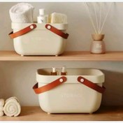 تصویر سبد نظم دهنده استوریج بزرگ با دسته چرم 