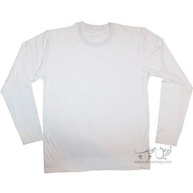 تصویر چاپ تیشرت سفید یقه گرد آستین بلند 