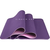 تصویر مت یوگا و پیلاتس (TPE) دو لایه 8 میل : بنفش تیره + کاور و بند حمل رایگان TPE yoga mat 8 mm