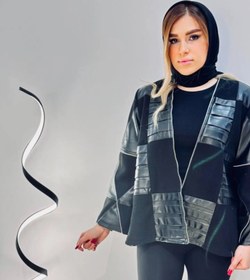 تصویر کت تلفیق چرم و فوتر کوبیده قد 80 