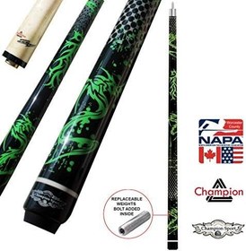 تصویر چمپیون Green Dragon Pool Cue Stick، دستکش بیلیارد، Predator 314 Taper، 12mm، نوک Kamui، قیمت خرده فروشی: MSRP 219 دلار (قاب سیاه، 20 اونس) 