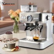 تصویر اسپرسوساز یاکسی کاس مدل YAXIICASS CM5700C-GS YAXIICASS Professional Espresso Maker Electric Coffee Maker with Coffee Grinder