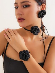 تصویر ست چوکر گل رز مشکی 