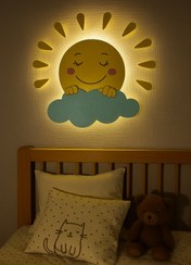 تصویر چراغ خواب کودک دیواری نورمخفی خورشید تابان شب خواب و چراغ خواب فانتزی خورشید تابان پسرانه و دخترانه