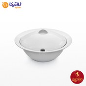 تصویر سوپ خوری چینی زرین هتلی سری ۴۹ ظرفیت ۱۶۵۰ سی سی با شیار ملاقه 