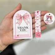 تصویر ست کارت تشکر پاپیون صورتی 