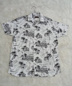 تصویر پیراهن هاوایی سفید مردانه با طرح زیبای درختان استوایی کد428 - 2XL ا White Hawaiian Men's Shirt with Beautiful Tropical Tree Design Code 428 White Hawaiian Men's Shirt with Beautiful Tropical Tree Design Code 428
