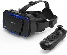 تصویر هدست BASERY VR با کنترل از راه دور، تلفن‌های سازگار با iPhone و Android در صفحه نمایش 3.5 تا 7.2 اینچی، عینک واقعیت مجازی HD 3D سبک و قابل تنظیم برای کودکان یا بزرگسالان، مشکی (G10+ SC-B03)، NFC 