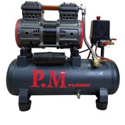 تصویر کمپرسور باد سایلنت پی ام TM-12 ظرفیت ۱۲ لیتر بدون روغن 