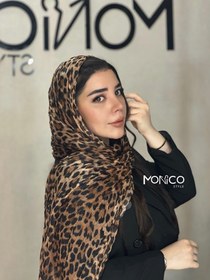 تصویر شال پلنگی کرم چروک وارداتی کد2595 