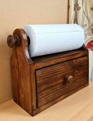 تصویر جا دستمالی کلاسیک تک کشو - فندقی 