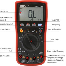 تصویر مولتی متر دیجیتال زویی مدل ZT-219 ZOYI ZT-219 Multimeter