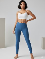 تصویر لگ شاین زنانه پارچه کبریتی مدل کمر پهن رنگ آبی کد 1459 