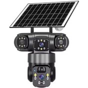 تصویر دوربین مداربسته سیم کارتی خورشیدی باطری دار ۳ لنز اوکم پرو 15MP مدل TZ-3 Solar canera o-kam pro TZ-3