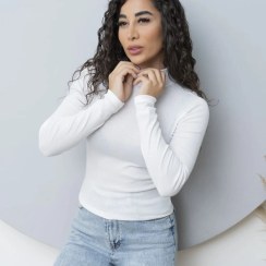 تصویر تاپ کراپ کبریتی نخی آستین دار پاییزی 