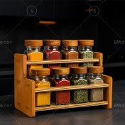 تصویر جا ادویه ۸ تایی مکارتی با استند چوبی 