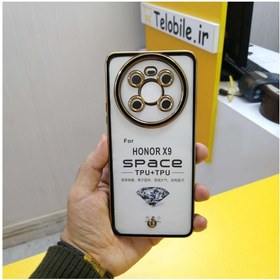 تصویر قاب شفاف دور رنگی Space محافظ لنزدار Honor X9 - مشکی 