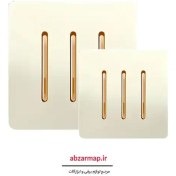 تصویر کلید سه پل آسیا الکتریک مدل کریستال صدفی طلایی 