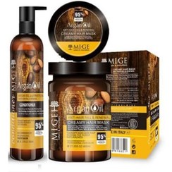 تصویر پک شامپو و ماسک روغن آرگان فری سولفات برند میگ Mige Argan Oil Shampoo