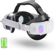 تصویر VR Head Strap with 6000mAh Battery Pack for Oculus/Meta Quest 3 VR Headset MVIIOE Quest 3 Accessories Adjustable Headstrap Replacement with Digital Display LED Indicator Lightweight (White) - ارسال 15 الی 20 روز کاری 