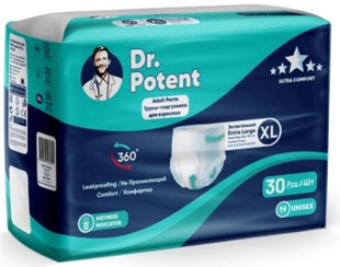 تصویر پوشک بزرگسال شورتی دکتر پوتنت Dr Potent بسته 30 عددی 