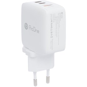 تصویر شارژر دیواری 65 وات پرووان فست و PD سه پورت مدل PWC565 - سفید Wall charger 65 W ProOne Fast and PD three ports model PWC565 - white