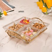 تصویر اردورخوری شیشه ای مربع استنددار 4 خانه با درب اکرولیک لیمون کد 2108 