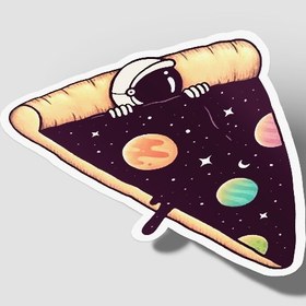 تصویر استیکر آدم فضایی و پیتزا Astronaut and Pizza 