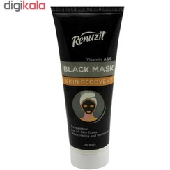 تصویر ماسک صورت رینوزیت مدل Black mask carbon active حجم 75 میلی لیتر renuzit