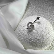 تصویر پیرسینگ ناف قلب با نگین صورتی کد 513 