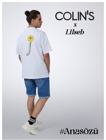 تصویر تی شرت سفید مردانه و زنانه UNISEX WHITE LILSEB شعار T SHIRT کولینز Colin’s 