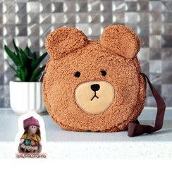 تصویر کیف دوشی مخمل تدی رنگ نسکافه ای و کاراملی 