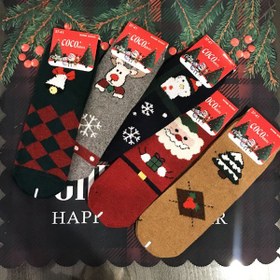 تصویر جوراب پشمی کریسمسی مدل coco hana 