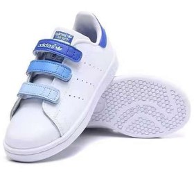 تصویر کتونی بچه گانه آدیداس استن اسمیت سفید آبی Adidas Stan Smith 