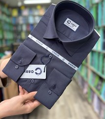 تصویر پیراهن مردانه کلاسیک آستین بلند ساده مشکی سایز L 