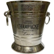تصویر سطل یخ و بطری شامپاین فلزی دست‌ساز 