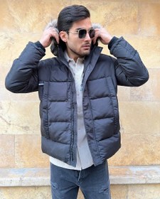 تصویر کاپشن پشم شیشه کلاه دار برند Canada goose مشکی مردانه p۱۴۲ 