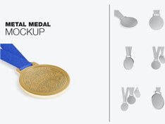 تصویر مجموعه موکاپ مدال طلا (6عدد) Set Golden Medal Mockup