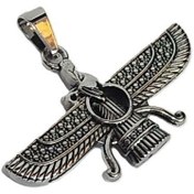 تصویر پلاک گردنبند فروهر استیل با زنجیر ۶۰ سانتی‌متر 