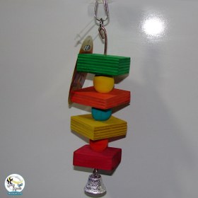 تصویر اسباب بازی پرنده چوبی زنگوله دار کد ۱۰۷۲ Toys for ornamental birds 1026