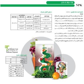 تصویر کود NPK 15-5-30 تتاکو مناسب گلدان و باغچه وزن 120 گرم 