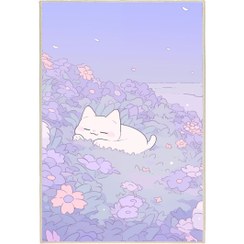 تصویر فرش ماشینی اتاق کودک اورکوم طرح گربه کد kids_9016 