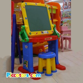تصویر تخته نقاشی و میز تحریر کودک دو کاره با صندلی مدل 1014 