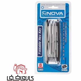 تصویر مجموعه 8 عددی آچار آلن تاشو نووا مدل NTK1141 Nova NTK1141 Folded Hex Wrench Set 8 PCS