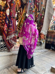 تصویر شال هندی بنفش سوسن 