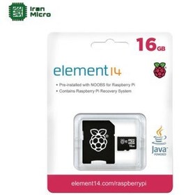 تصویر کارت حافظه Element14 اورجینال رزبری پای - 16 گیگا بایتی کلاس 10 - تایوانی 