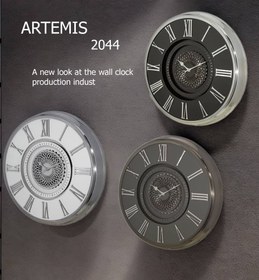 تصویر ساعت دیواری فلزی آرتمیس وسط چرخشی کد ۲۰۴۴ - طلایی صفحه مشکی Artemis Metal Wall Clock No.2044