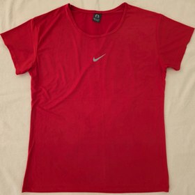 تصویر تیشرت ورزشی زنانه مدل یقه گرد سایز ۳۶ الی ۵۰ / nike & alo - قرمز / یک 
