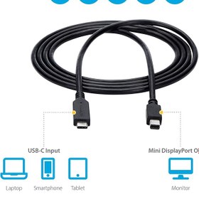 تصویر کابل تایپ سی به مینی دیسپلی پورت USB-C To Mini DisplayPort Cable 1.8m 